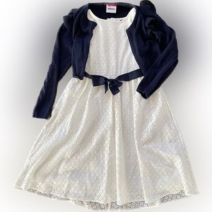 White lace dress with cardigan